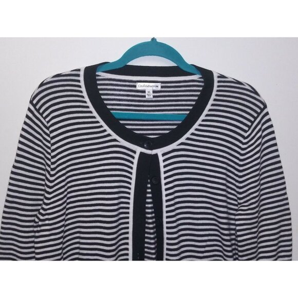 Croft & Barrow Womens Sweater Nautical Stripes Cardigan XL Button Up Pockets EUC - Picture 3 of 7